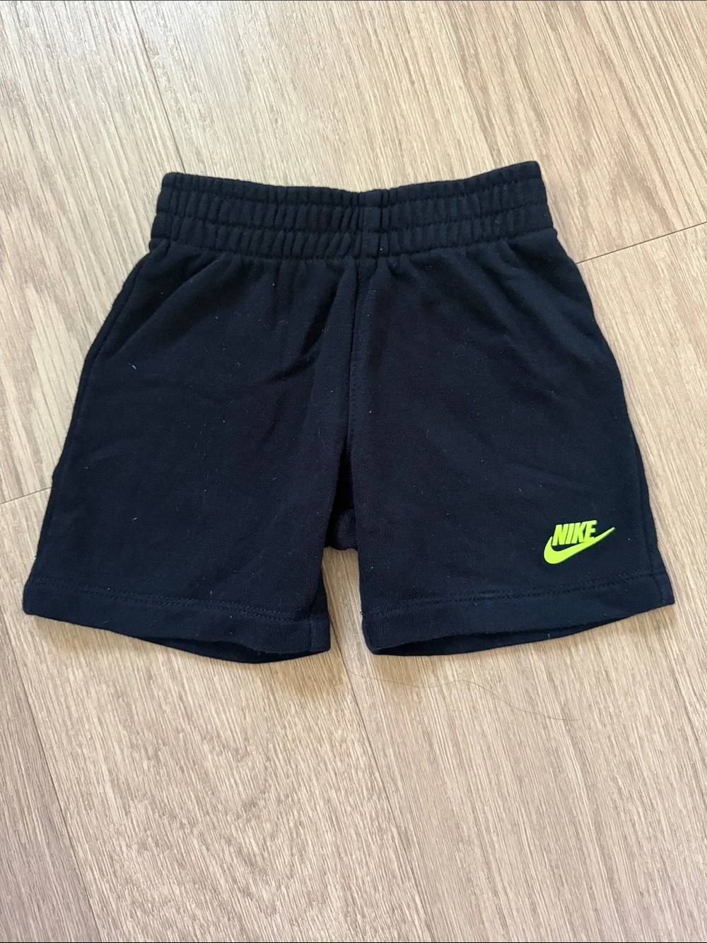 Nike Black Shorts with Neon Green Swoosh Size 18 Months